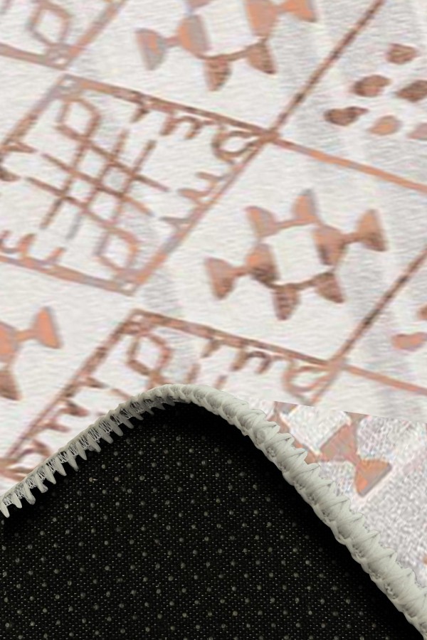 Malmö Somon İskandinav Desenli Pamuk Tabanlı Yıkanabilen Kaydırmaz Antibakteriyel Şönil Salon Halısı