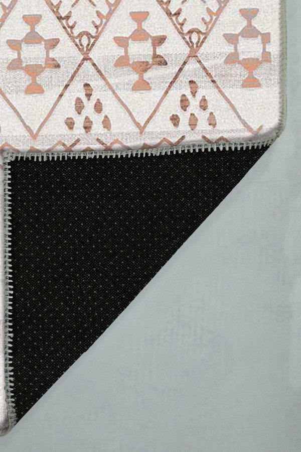 Malmö Somon İskandinav Desenli Pamuk Tabanlı Yıkanabilen Kaydırmaz Antibakteriyel Şönil Salon Halısı