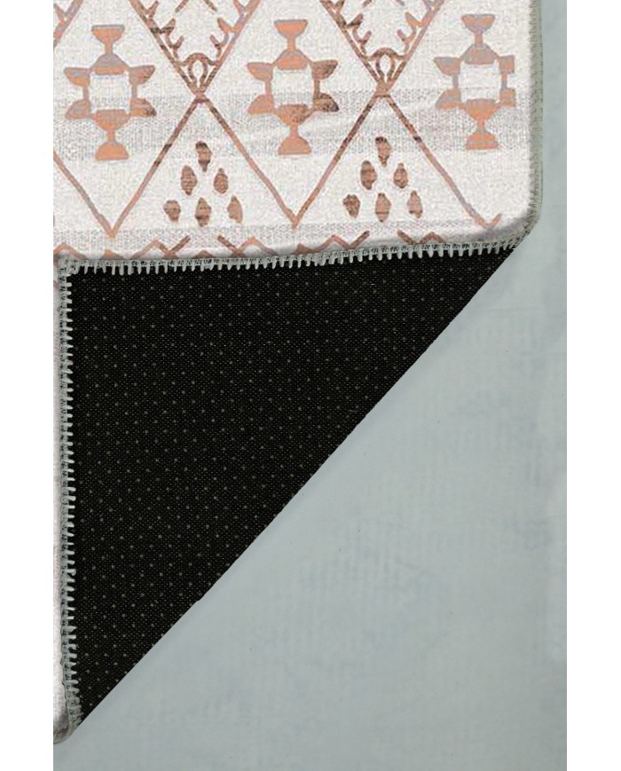 Malmö Somon İskandinav Desenli Pamuk Tabanlı Yıkanabilen Kaydırmaz Antibakteriyel Şönil Salon Halısı