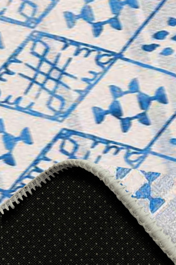 Malmö Bodrum İskandinav Desenli Pamuk Tabanlı Yıkanabilen Kaydırmaz Antibakteriyel Şönil Salon Halısı