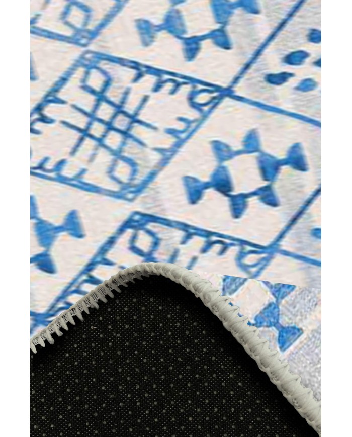 Malmö Bodrum İskandinav Desenli Pamuk Tabanlı Yıkanabilen Kaydırmaz Antibakteriyel Şönil Salon Halısı