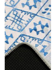 Malmö Bodrum İskandinav Desenli Pamuk Tabanlı Yıkanabilen Kaydırmaz Antibakteriyel Şönil Salon Halısı