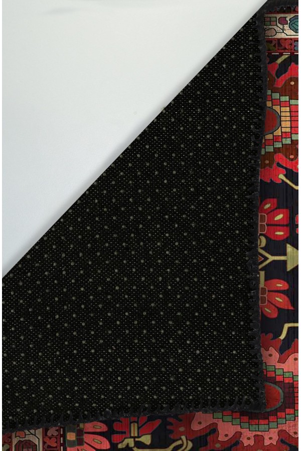 Rebecca Eskitme Desenli Pamuk Tabanlı Yıkanabilen Kaydırmaz Antibakteriyel Şönil Salon Halısı