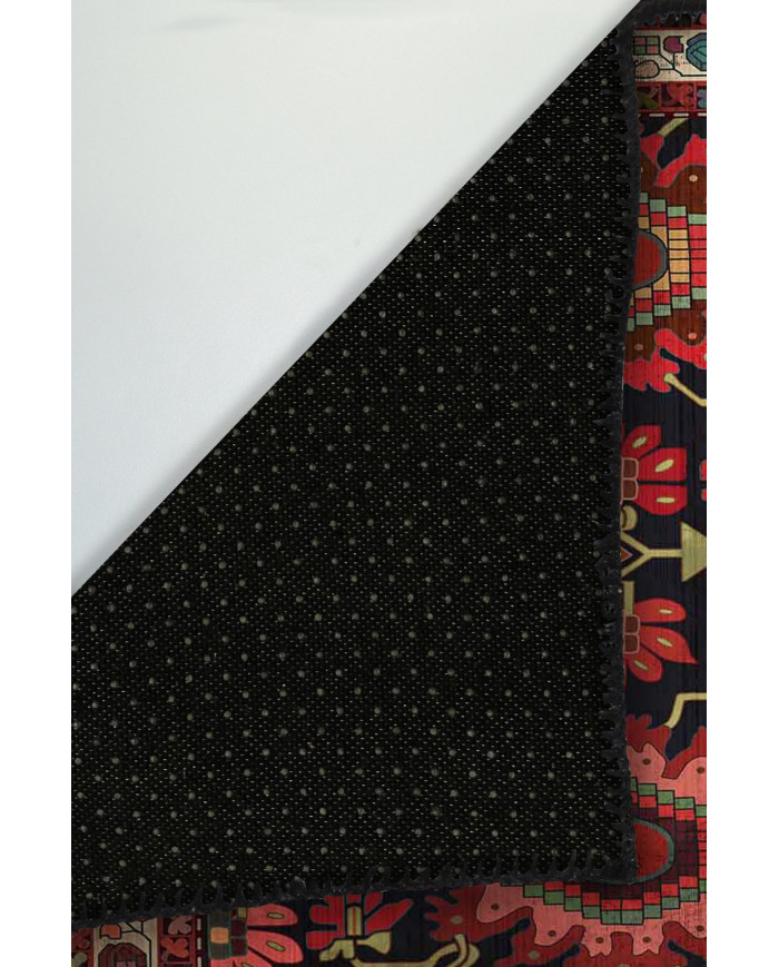 Rebecca Eskitme Desenli Pamuk Tabanlı Yıkanabilen Kaydırmaz Antibakteriyel Şönil Salon Halısı