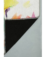 Lorane Desenli Pamuk Tabanlı Yıkanabilen Kaydırmaz Antibakteriyel Şönil Salon Halısı