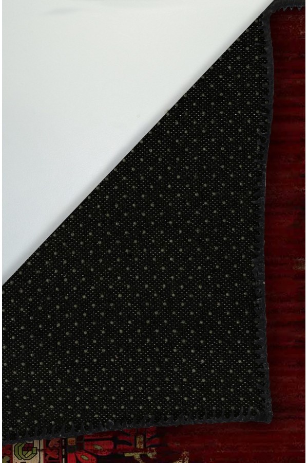 Lucy Eskitme Desenli Pamuk Tabanlı Yıkanabilen Kaydırmaz Antibakteriyel Şönil Salon Halısı