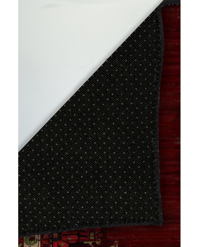 Lucy Eskitme Desenli Pamuk Tabanlı Yıkanabilen Kaydırmaz Antibakteriyel Şönil Salon Halısı