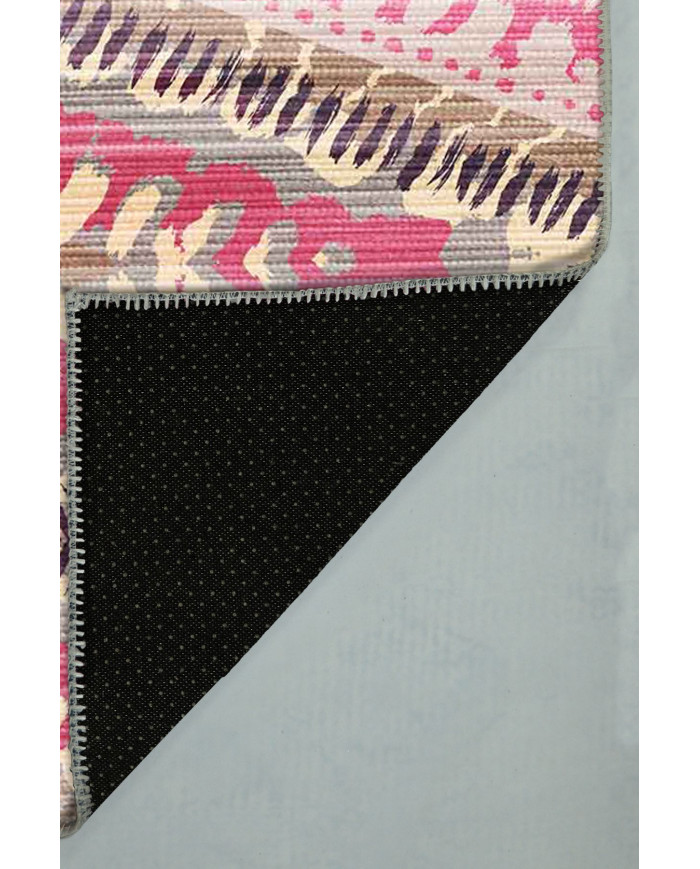 Lona Geometrik Desenli Pamuk Tabanlı Yıkanabilen Kaydırmaz Antibakteriyel Şönil Salon Halısı