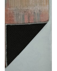 Lilac Renkli Desenli Pamuk Tabanlı Yıkanabilen Kaydırmaz Antibakteriyel Şönil Salon Halısı