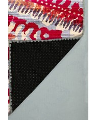 Lole Geometrik Desenli Pamuk Tabanlı Yıkanabilen Kaydırmaz Antibakteriyel Şönil Salon Halısı