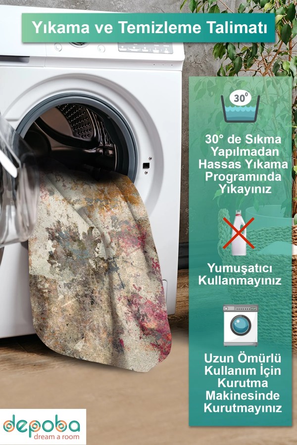 Anton Kadife Yıkanabilir Kaymaz Pamuk Tabanlı Antibakteriyel Salon Halısı