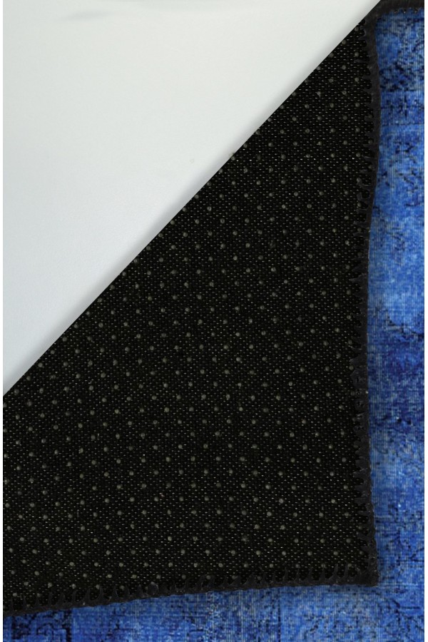 Lapis Eskitme Desenli Pamuk Tabanlı Yıkanabilen Kaydırmaz Antibakteriyel Şönil Salon Halısı