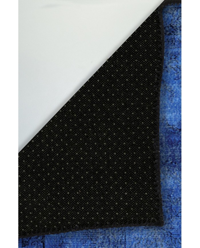 Lapis Eskitme Desenli Pamuk Tabanlı Yıkanabilen Kaydırmaz Antibakteriyel Şönil Salon Halısı