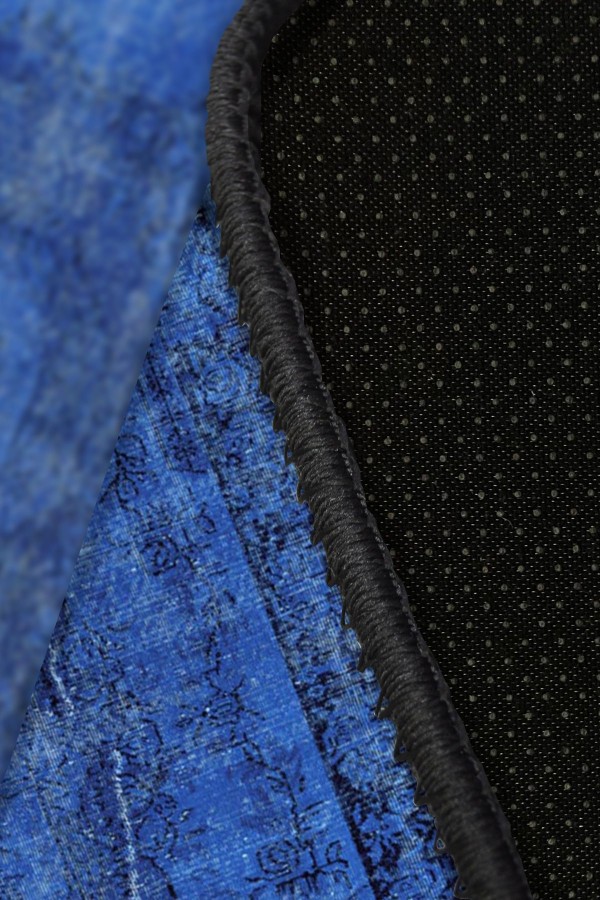 Lapis Eskitme Desenli Pamuk Tabanlı Yıkanabilen Kaydırmaz Antibakteriyel Şönil Salon Halısı