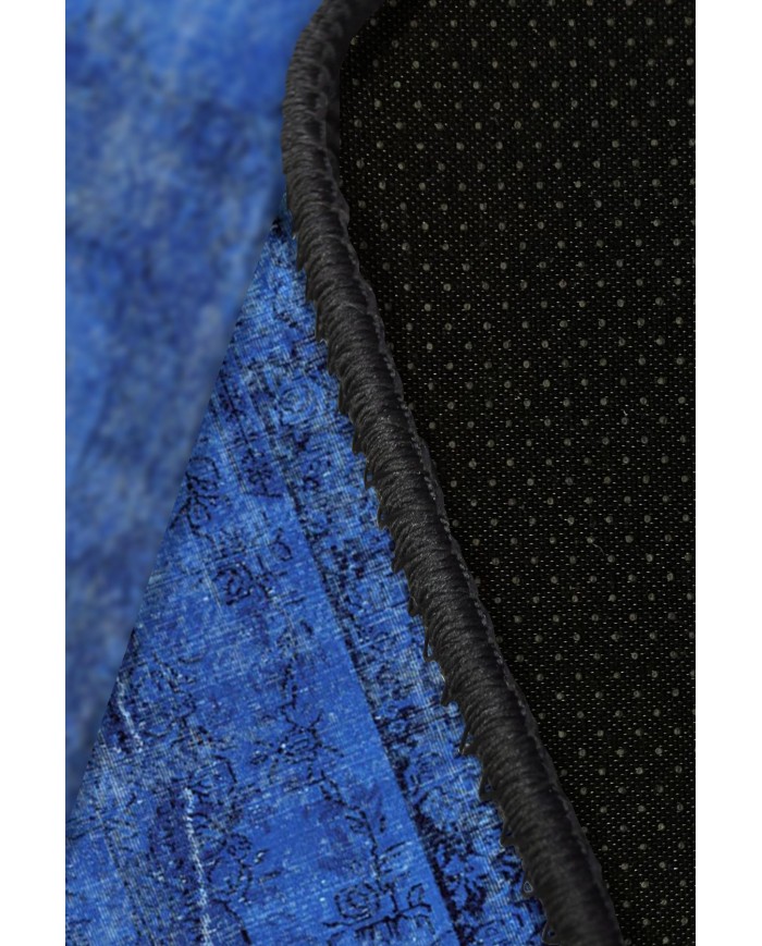 Lapis Eskitme Desenli Pamuk Tabanlı Yıkanabilen Kaydırmaz Antibakteriyel Şönil Salon Halısı