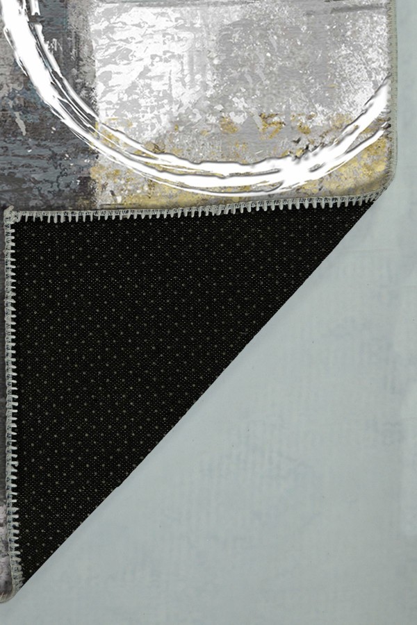 Kenyon Desenli Pamuk Tabanlı Yıkanabilen Kaydırmaz Antibakteriyel Şönil Salon Halısı