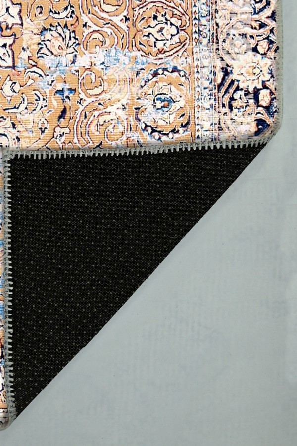 Jemma Desenli Pamuk Tabanlı Yıkanabilen Kaydırmaz Antibakteriyel Şönil Salon Halısı