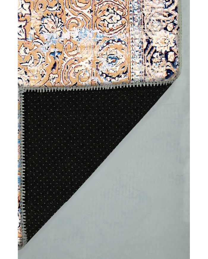 Jemma Desenli Pamuk Tabanlı Yıkanabilen Kaydırmaz Antibakteriyel Şönil Salon Halısı