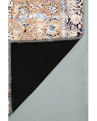 Jemma Desenli Pamuk Tabanlı Yıkanabilen Kaydırmaz Antibakteriyel Şönil Salon Halısı