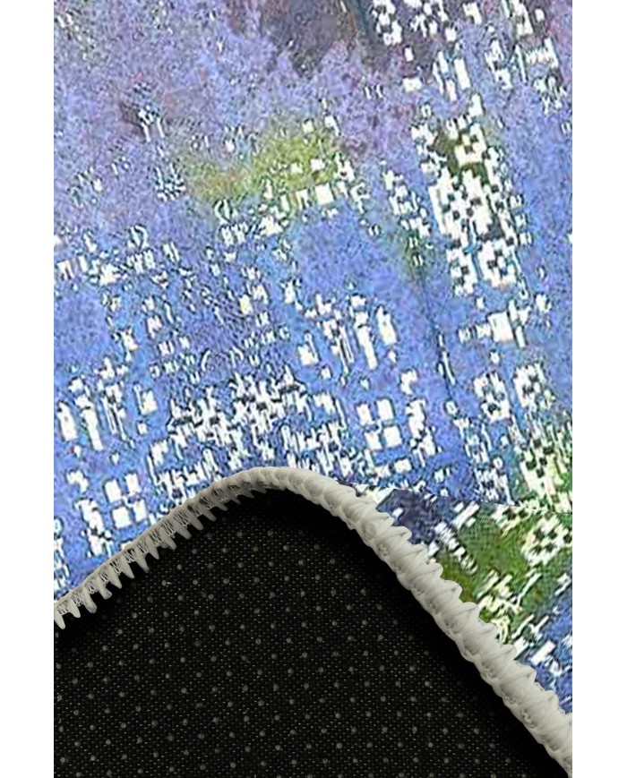 Kane Desenli Pamuk Tabanlı Yıkanabilen Kaydırmaz Antibakteriyel Şönil Salon Halısı