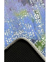 Kane Desenli Pamuk Tabanlı Yıkanabilen Kaydırmaz Antibakteriyel Şönil Salon Halısı