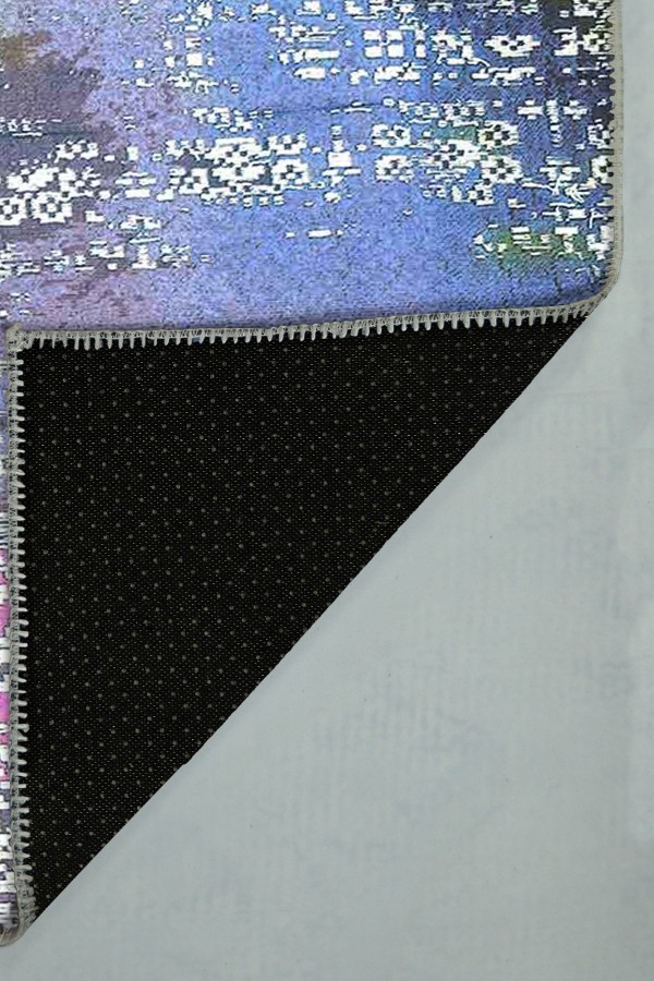 Kane Desenli Pamuk Tabanlı Yıkanabilen Kaydırmaz Antibakteriyel Şönil Salon Halısı