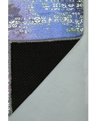 Kane Desenli Pamuk Tabanlı Yıkanabilen Kaydırmaz Antibakteriyel Şönil Salon Halısı