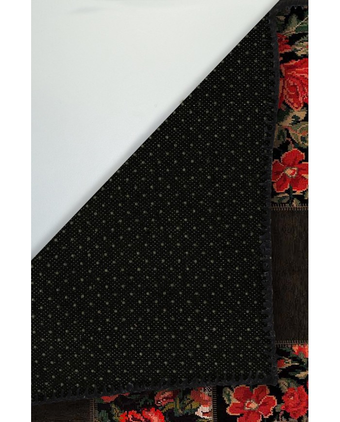 Hope Patchwork Desenli Pamuk Tabanlı Yıkanabilen Kaydırmaz Antibakteriyel Şönil Salon Halısı