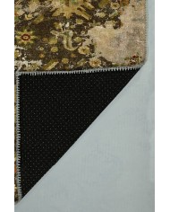 Heather Eskitme Desenli Pamuk Tabanlı Yıkanabilen Kaydırmaz Antibakteriyel Şönil Salon Halısı