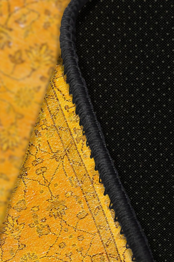 Ginato Desenli Pamuk Tabanlı Yıkanabilen Kaydırmaz Antibakteriyel Şönil Salon Halısı