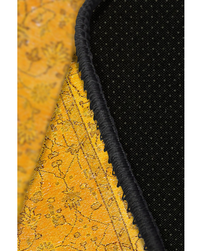 Ginato Desenli Pamuk Tabanlı Yıkanabilen Kaydırmaz Antibakteriyel Şönil Salon Halısı