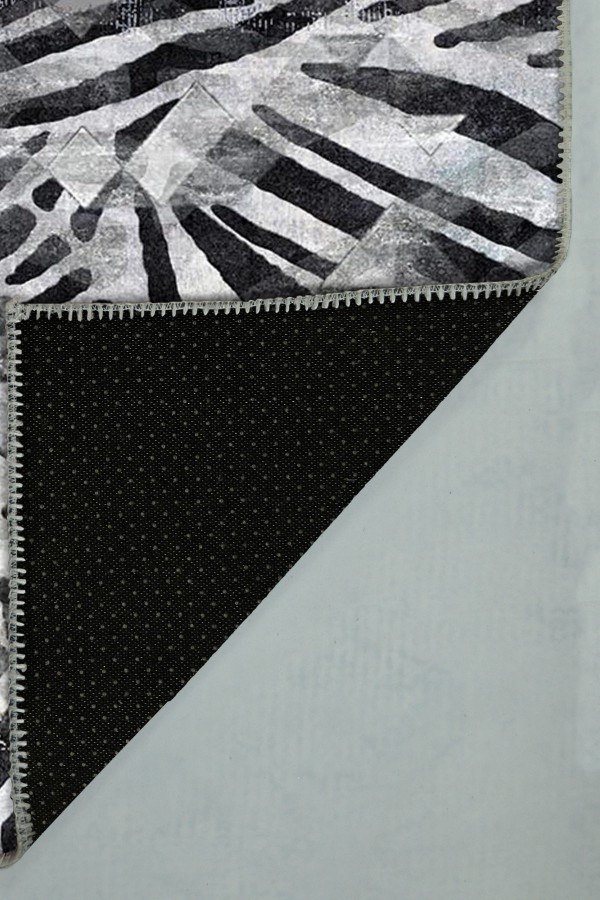 Greyshade Desenli Pamuk Tabanlı Yıkanabilen Kaydırmaz Antibakteriyel Şönil Salon Halısı