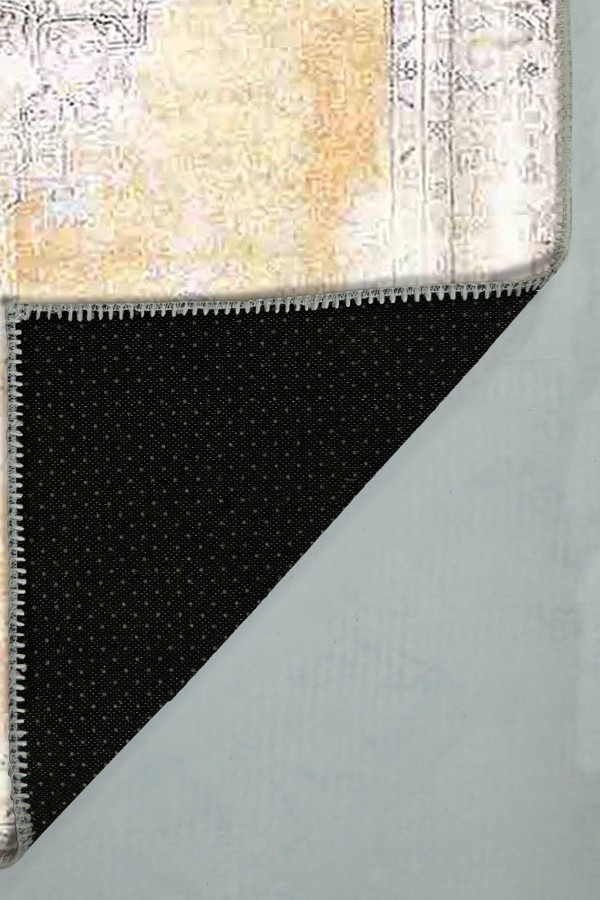 Giallastro Çiçek Desenli Pamuk Tabanlı Yıkanabilen Kaydırmaz Antibakteriyel Şönil Salon Halısı