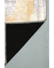 Giallastro Çiçek Desenli Pamuk Tabanlı Yıkanabilen Kaydırmaz Antibakteriyel Şönil Salon Halısı