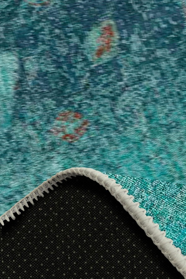 Fungus Eskitme Desenli Pamuk Tabanlı Yıkanabilen Kaydırmaz Antibakteriyel Şönil Salon Halısı