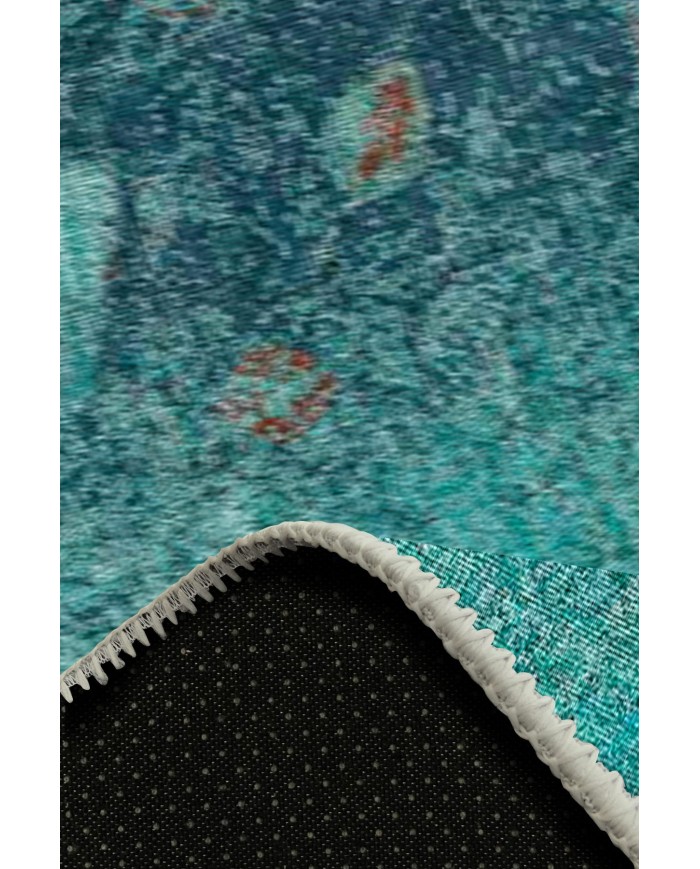 Fungus Eskitme Desenli Pamuk Tabanlı Yıkanabilen Kaydırmaz Antibakteriyel Şönil Salon Halısı