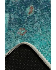 Fungus Eskitme Desenli Pamuk Tabanlı Yıkanabilen Kaydırmaz Antibakteriyel Şönil Salon Halısı