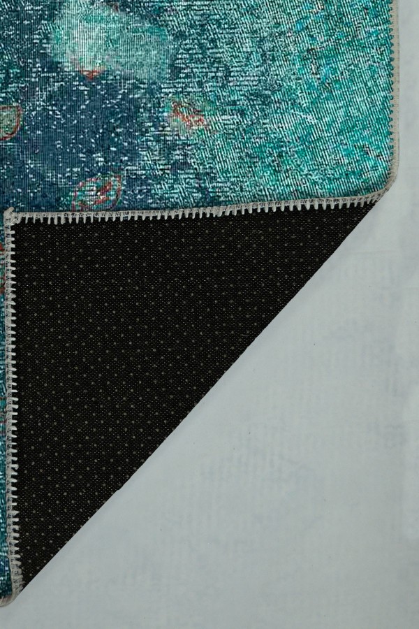 Fungus Eskitme Desenli Pamuk Tabanlı Yıkanabilen Kaydırmaz Antibakteriyel Şönil Salon Halısı