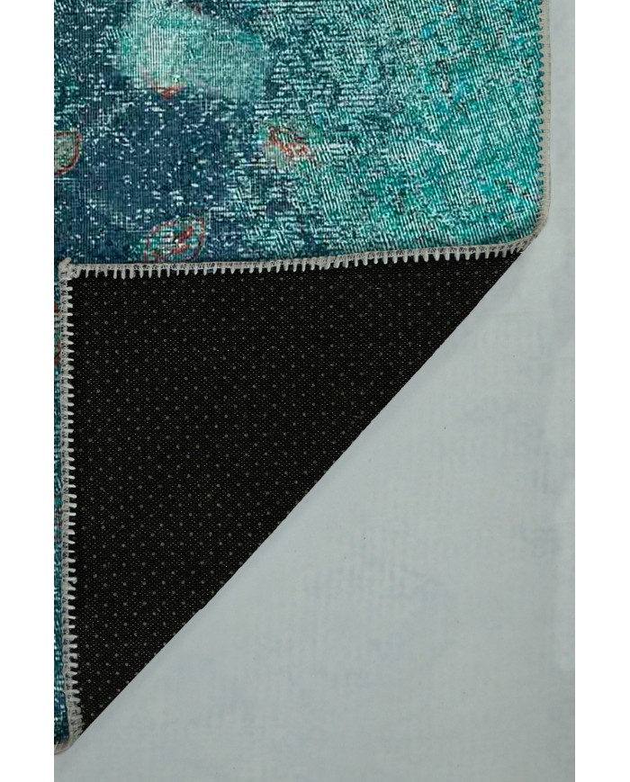 Fungus Eskitme Desenli Pamuk Tabanlı Yıkanabilen Kaydırmaz Antibakteriyel Şönil Salon Halısı