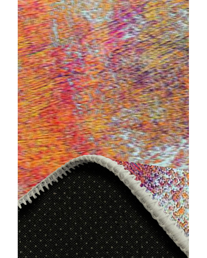 Gaudi Desenli Pamuk Tabanlı Yıkanabilen Kaydırmaz Antibakteriyel Şönil Salon Halısı