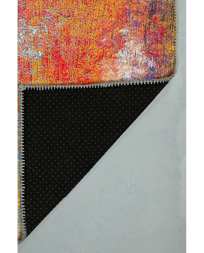 Gaudi Desenli Pamuk Tabanlı Yıkanabilen Kaydırmaz Antibakteriyel Şönil Salon Halısı