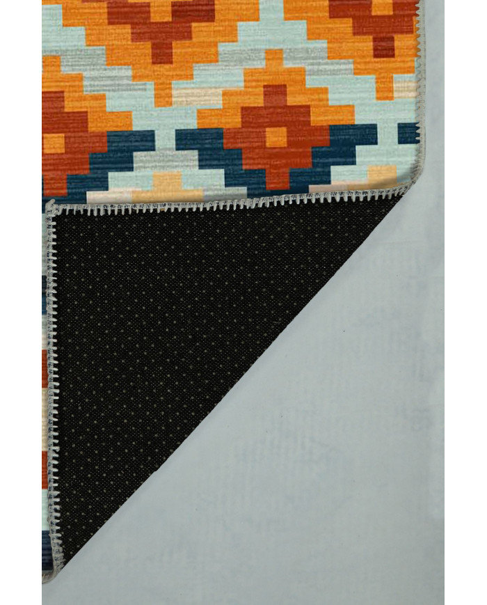 Gayane Desenli Pamuk Tabanlı Yıkanabilen Kaydırmaz Antibakteriyel Şönil Salon Halısı