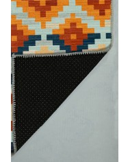 Gayane Desenli Pamuk Tabanlı Yıkanabilen Kaydırmaz Antibakteriyel Şönil Salon Halısı