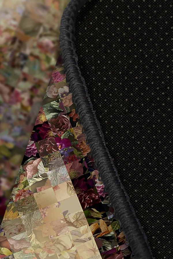 Flowers Çiçek Desenli Pamuk Tabanlı Yıkanabilen Kaydırmaz Antibakteriyel Şönil Salon Halısı