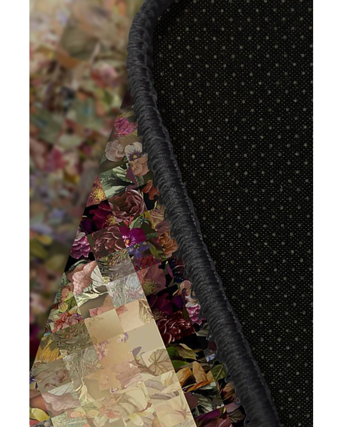 Flowers Çiçek Desenli Pamuk Tabanlı Yıkanabilen Kaydırmaz Antibakteriyel Şönil Salon Halısı