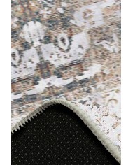 Filament Eskitme Desenli Pamuk Tabanlı Yıkanabilen Kaydırmaz Antibakteriyel Şönil Salon Halısı