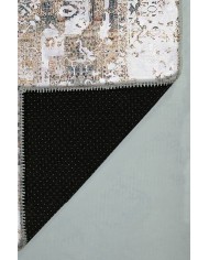 Filament Eskitme Desenli Pamuk Tabanlı Yıkanabilen Kaydırmaz Antibakteriyel Şönil Salon Halısı