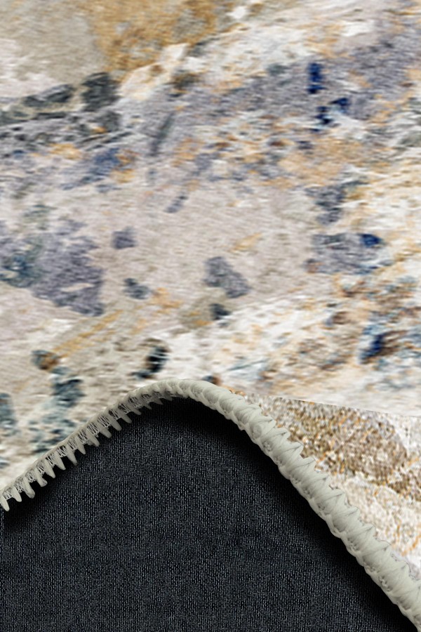 Porter Desenli Pamuk Tabanlı Yıkanabilen Kaydırmaz Antibakteriyel Şönil Salon Halısı