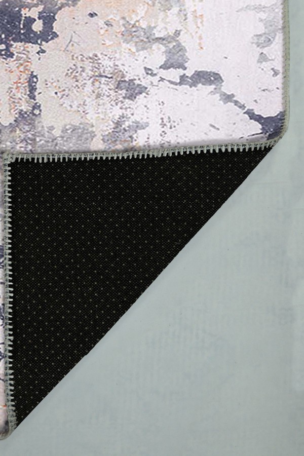 Salmone Desenli Pamuk Tabanlı Yıkanabilen Kaydırmaz Antibakteriyel Şönil Salon Halısı