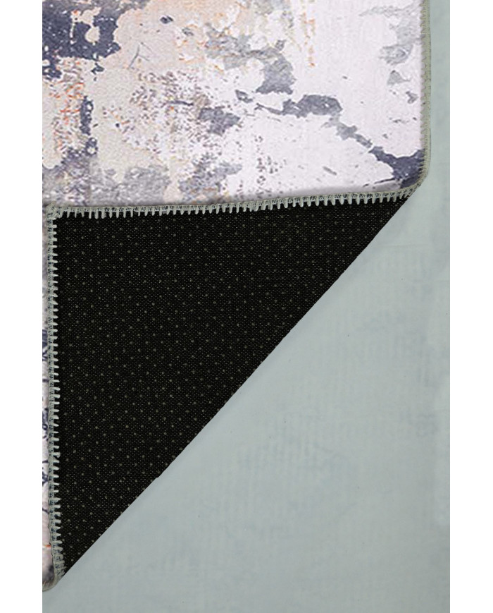 Salmone Desenli Pamuk Tabanlı Yıkanabilen Kaydırmaz Antibakteriyel Şönil Salon Halısı